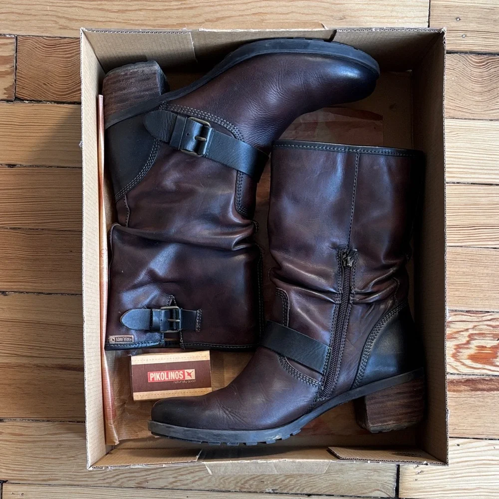 Pikolinos Dark Brown Leather Ankle Boots - Picture 1 of 3